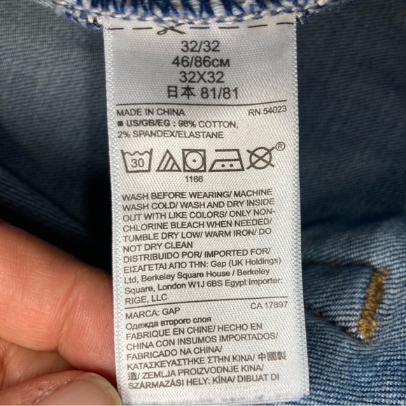 Gap 1969 Mens Slim Denim Jeans Raw Hem with Washwell Size 32X32 - Picture 16 of 16